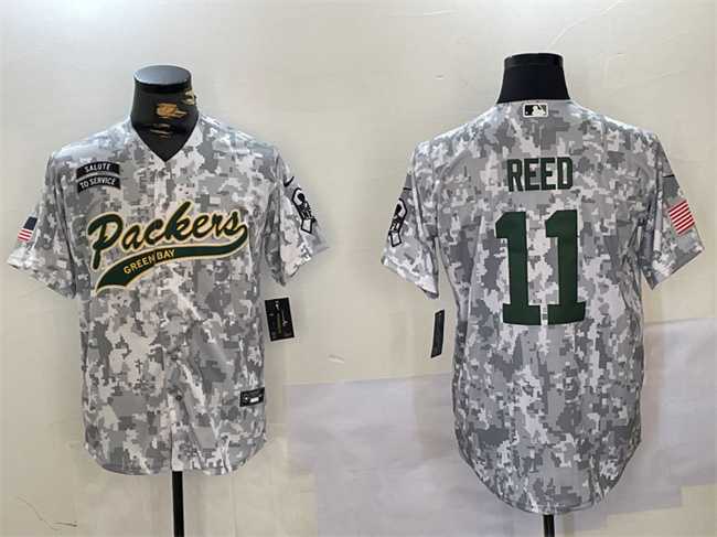 Men%27s Green Bay Packers #11 Jayden Reed 2024 Arctic Camo Salute To Service Stitched Baseball Jersey->houston texans->NFL Jersey